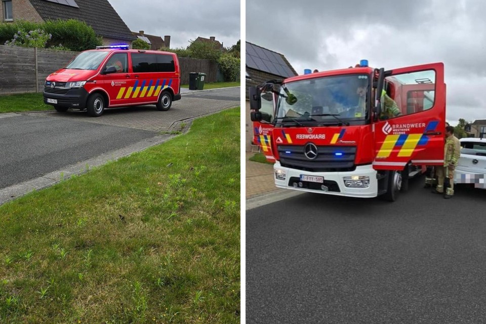 De brandweer moest een deel van de kast demonteren om de man te bevrijden.